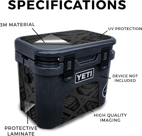 Carbon Fiber Skin Compatible with Yeti Roadie 15 Hard Cooler - Tech Wave - Premium 3M Vinyl Protective Wrap Decal Cover - Easy to Apply | Crafted in The USA by MightySkins in Saudi Arabia