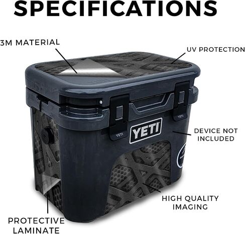 Carbon Fiber Skin Compatible with Yeti Roadie 15 Hard Cooler - Tech Wave - Premium 3M Vinyl Protective Wrap Decal Cover - Easy to Apply | Crafted in The USA by MightySkins in Saudi Arabia