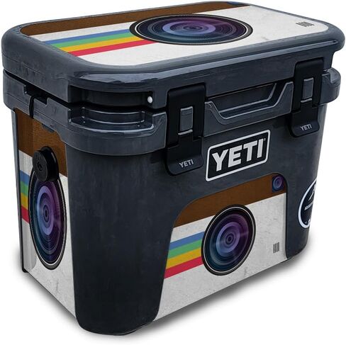 Carbon Fiber Skin Compatible with Yeti Roadie 15 Hard Cooler - Tech Wave - Premium 3M Vinyl Protective Wrap Decal Cover - Easy to Apply | Crafted in The USA by MightySkins in Saudi Arabia
