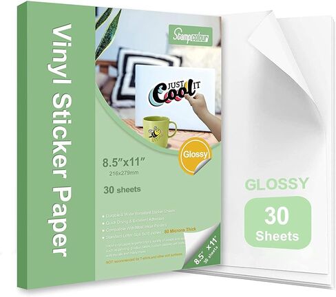 Premium Printable Vinyl Sticker Paper,Matte White 30 Self-Adhesive Sheets 8.5" x 11",Waterproof Decal Paper for Making Labels&Crafts,Tear Resistant - Inkjet & Laser Printer in Saudi Arabia
