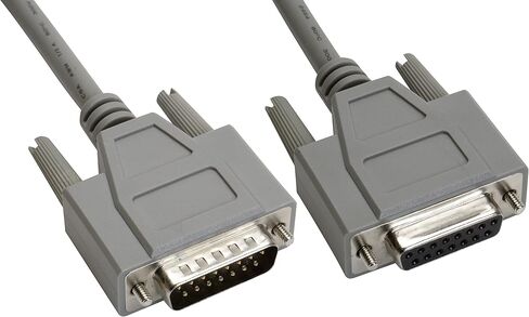Amphenol CS-DSDMDB15MF-050 كابل 15-Pin DB15 Deluxe D-Sub، محمي، ذكر/أنثى، 50 بوصة، رمادي in Kuwait
