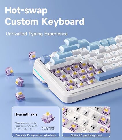 K99 98% Wireless Mechanical Keyboard, Tri-Mode Connection, Compact Gaming Keyboard with Six-Layer Padding Gasket, RGB Backlit,Hot Swappable Custom Keyboard for Mac/PC in Saudi Arabia