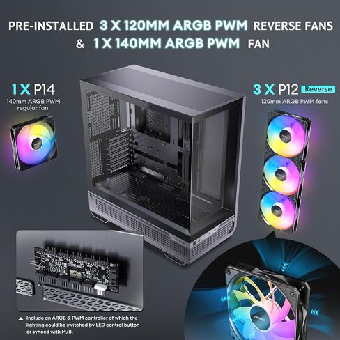 Antec C7 ARGB، دعم وحدة معالجة الرسومات RTX 40، مراوح ARGB PWM 4 × 120 مم، تبريد عمودي لوحدة معالجة الرسومات، نوع C بسرعة 10 جيجابت في الثانية، لوحات أمامية وجانبية من الزجاج المقوى غير الملحوم، دعم المبرد 360 مم، حافظة كمبيوتر E-ATX متوسطة البرج in Kuwait