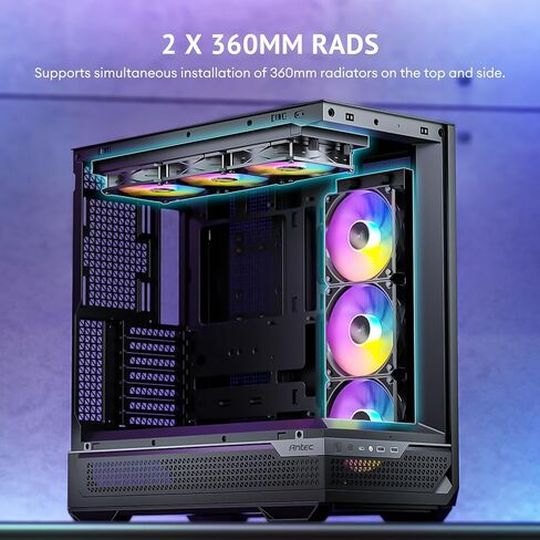 Antec C7 ARGB، دعم وحدة معالجة الرسومات RTX 40، مراوح ARGB PWM 4 × 120 مم، تبريد عمودي لوحدة معالجة الرسومات، نوع C بسرعة 10 جيجابت في الثانية، لوحات أمامية وجانبية من الزجاج المقوى غير الملحوم، دعم المبرد 360 مم، حافظة كمبيوتر E-ATX متوسطة البرج in Kuwait