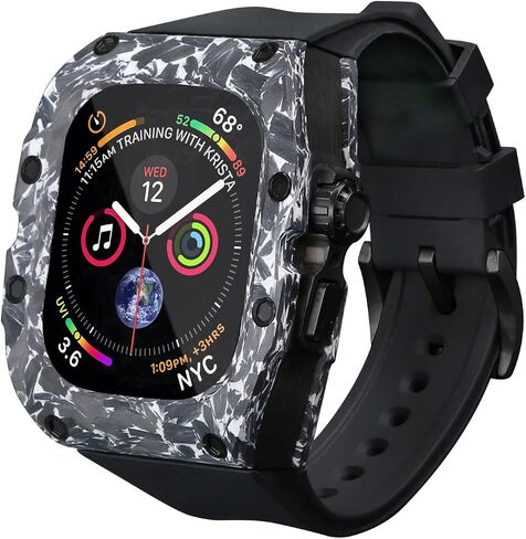 iWatch Band with Case Compatible with Apple Watch Ultra/Ultra2 49mm /45mm iWatch Series 9/8/7 Band Carbon Fiber Protective Cover Silicone Strap Smartwatch for Men iWatch Ultra Case in Saudi Arabia