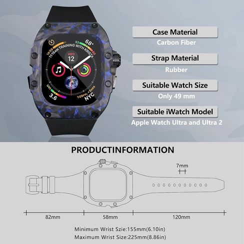 iWatch Band with Case Compatible with Apple Watch Ultra/Ultra2 49mm /45mm iWatch Series 9/8/7 Band Carbon Fiber Protective Cover Silicone Strap Smartwatch for Men iWatch Ultra Case in Saudi Arabia