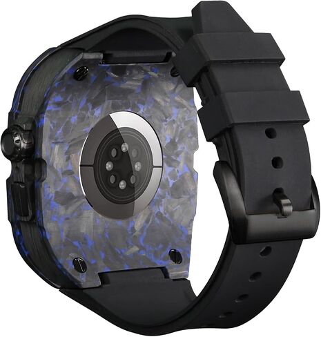 iWatch Band with Case Compatible with Apple Watch Ultra/Ultra2 49mm /45mm iWatch Series 9/8/7 Band Carbon Fiber Protective Cover Silicone Strap Smartwatch for Men iWatch Ultra Case in Saudi Arabia