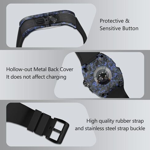 iWatch Band with Case Compatible with Apple Watch Ultra/Ultra2 49mm /45mm iWatch Series 9/8/7 Band Carbon Fiber Protective Cover Silicone Strap Smartwatch for Men iWatch Ultra Case in Saudi Arabia