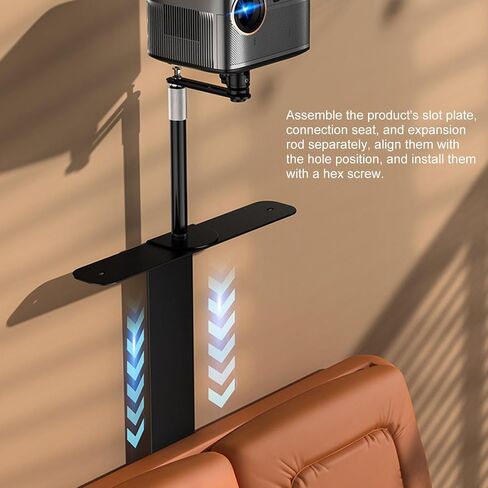 Projector Stand Plug in Projector Stand for Bedside Sofa, 360 Degree Rotatable Projector Bed Mount Sturdy Alloy Steel, 9.4 to 15.7in Adjustable Projector Bracket Holder (white) in Saudi Arabia