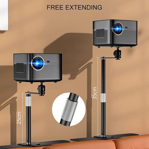 Projector Stand Plug in Projector Stand for Bedside Sofa, 360 Degree Rotatable Projector Bed Mount Sturdy Alloy Steel, 9.4 to 15.7in Adjustable Projector Bracket Holder (white) in Saudi Arabia