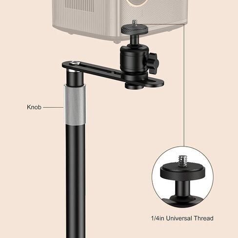 Projector Stand Plug in Projector Stand for Bedside Sofa, 360 Degree Rotatable Projector Bed Mount Sturdy Alloy Steel, 9.4 to 15.7in Adjustable Projector Bracket Holder (white) in Saudi Arabia