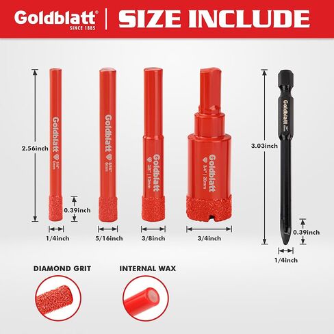 Goldblatt 10PCS 1/4" Diamond Drill Bits, 6mm Diamond Hole Saw Kit for Porcelain Tile Ceramic Concrete Granite Marble Hard Materials (not for Wood) in Saudi Arabia