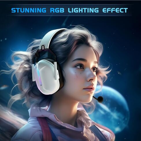 2.4GHz Wireless Gaming Headset for PS5, PC, PS4, Switch, Bluetooth 5.3 Gaming Headphones with Microphone Noise Canceling, Bass Sound, ONLY 3.5MM Wired for Xbox Series, 40H Battery (White) in Saudi Arabia