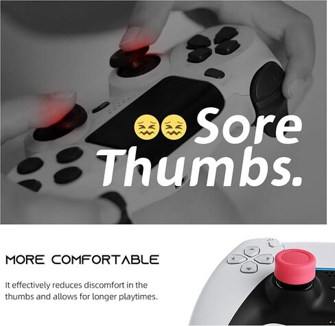 عبوتان من موسعات مقابض الإبهام المصنوعة من السيليكون المضادة للانزلاق، متوافقة مع أجهزة بلاي ستيشن 4 (PS4)، وحدة تحكم بلاي ستيشن 5 (PS5)، غطاء عصا تحكم تناظري مريح وغطاء عصا تحكم مخصص، أحمر in Kuwait