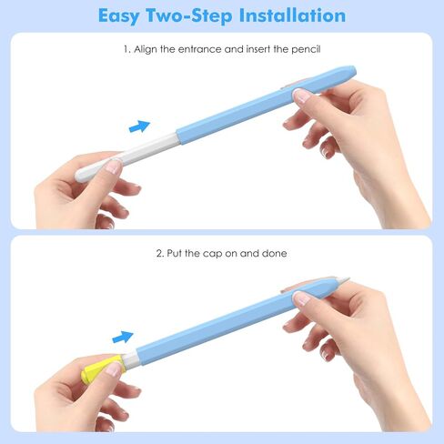 MoKo Pencil Case Compatible with Apple Pencil (USB-C), 2 Pack Silicone Apple Pencil USB C Sleeve Cover, Protective Skin Cover Holder Grip Sleeve, Support Magnetic Attachment, Blue-Yellow+Pink-Purple in Saudi Arabia