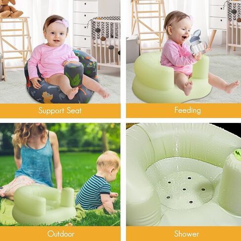 Inflatable Seat for Babies 3 Months and Up with Removable Cover,Built in Air Pump Baby Support Seat for Sitting Up (Dinosaur) in Saudi Arabia