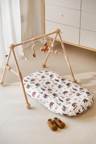 أغطية كراسي الأطفال القطنية من Little Jump، عبوتان، أغطية ناعمة قابلة للإزالة لكراسي الأطفال حديثي الولادة، للفتيات والأولاد، مربعات القهوة (عزيزي والدب) in Kuwait