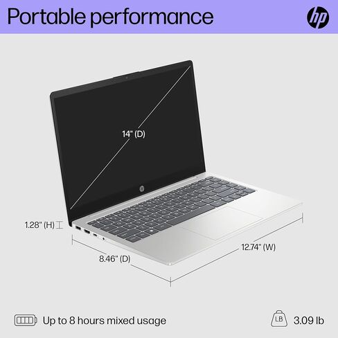 HP 14 inch Laptop, FHD Display, 13th Generation Intel Core i7-1355U, 16 GB RAM, 512 GB SSD, Intel Iris Xe Graphics, Windows 11 Home, 14-ep0199nr (2024) in Saudi Arabia