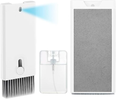 Multifunctional Cleaning Kit Screen Cleaner, 3-in-1 Screen Cleaner Kit for iPhone, iPad, Mobile Phone, Laptop, Tablet, 19ml Refillable Strong Cleaning Spray Super Soft Brush Microfiber Cloth (White) in Saudi Arabia
