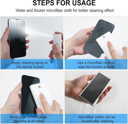 Multifunctional Cleaning Kit Screen Cleaner, 3-in-1 Screen Cleaner Kit for iPhone, iPad, Mobile Phone, Laptop, Tablet, 19ml Refillable Strong Cleaning Spray Super Soft Brush Microfiber Cloth (White) in Saudi Arabia