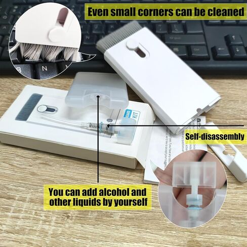 Multifunctional Cleaning Kit Screen Cleaner, 3-in-1 Screen Cleaner Kit for iPhone, iPad, Mobile Phone, Laptop, Tablet, 19ml Refillable Strong Cleaning Spray Super Soft Brush Microfiber Cloth (White) in Saudi Arabia