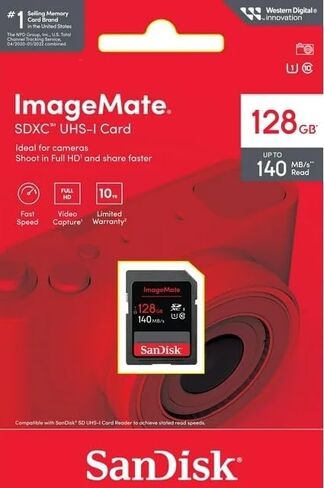 SanDisk 128GB ImageMate SDXC UHS 1 Memory Card - Up to 140MB/s - SDSDUN4-128G-AW6KN, BLACK in Saudi Arabia