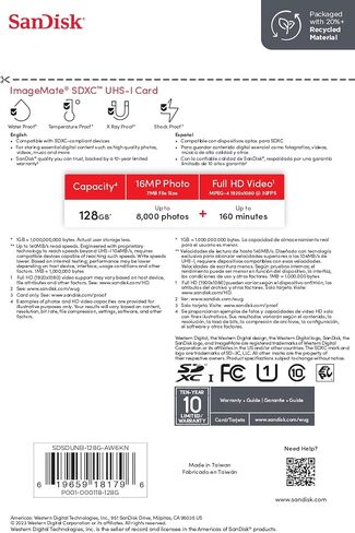 SanDisk 128GB ImageMate SDXC UHS 1 Memory Card - Up to 140MB/s - SDSDUN4-128G-AW6KN, BLACK in Saudi Arabia