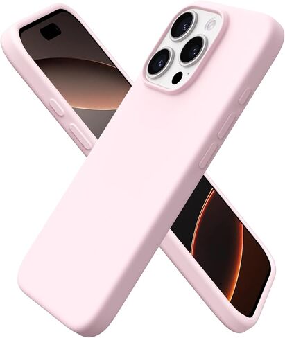 ORNARTO Compatible with iPhone 16 Pro Case 6.3", Slim Liquid Silicone 3 Layers Soft Gel Rubber Shockproof Protective Case with Anti-Scratch Microfiber Lining-Chalk Pink in Saudi Arabia