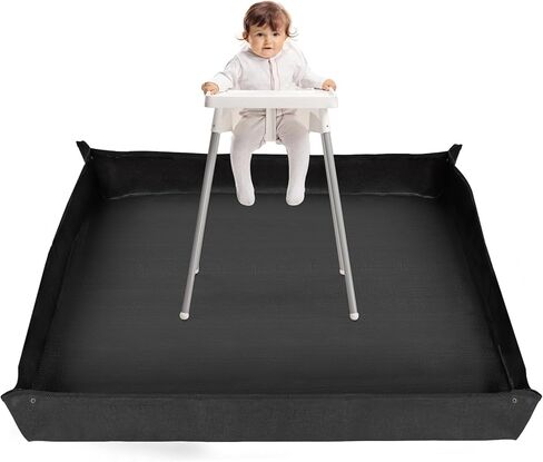 سجادة سبلات لتحت الكرسي العالي - تصميم مثبت على الزوايا، بدون رذاذ، سهلة التنظيف، مضادة للانزلاق ومقاومة للماء ومضادة للانزلاق، سجادة لعب للأطفال، مستلزمات تغذية الطفل في الكرسي العالي in Kuwait