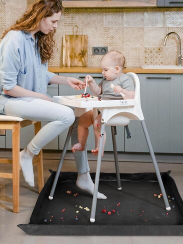 سجادة سبلات لتحت الكرسي العالي - تصميم مثبت على الزوايا، بدون رذاذ، سهلة التنظيف، مضادة للانزلاق ومقاومة للماء ومضادة للانزلاق، سجادة لعب للأطفال، مستلزمات تغذية الطفل في الكرسي العالي in Kuwait