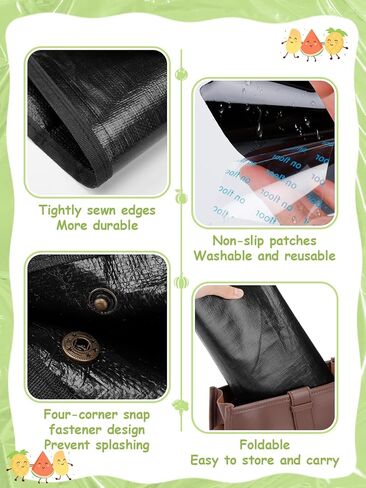 سجادة سبلات لتحت الكرسي العالي - تصميم مثبت على الزوايا، بدون رذاذ، سهلة التنظيف، مضادة للانزلاق ومقاومة للماء ومضادة للانزلاق، سجادة لعب للأطفال، مستلزمات تغذية الطفل في الكرسي العالي in Kuwait