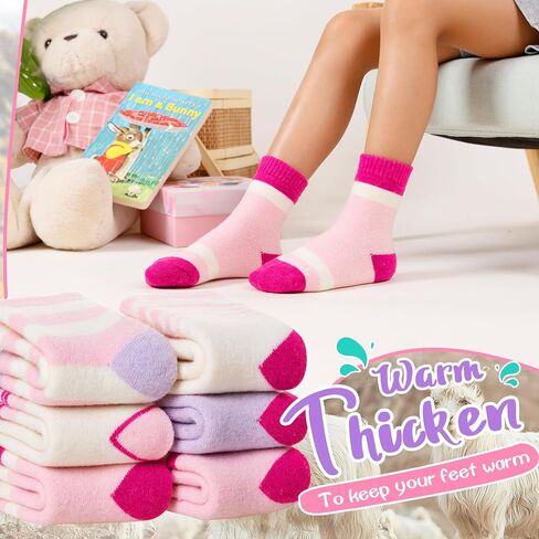 Eyean Kids ميرينو جوارب من الصوف. بنين بنات الحرارية الشتاء المشي لمسافات طويلة الدافئة سميكة التمهيد دافئ طفل طاقم الجوارب 6 أزواج in Saudi Arabia