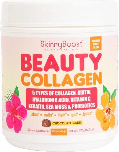 Beauty Collagen-Berry Mix Flavored-Ultimate Beauty Blend with 5 Types of Collagen, Sea Moss, Biotin, Keratin, Hyaluronic Acid, Vitamin C and Probiotics-All Natural, Made in USA -45 Servings in Saudi Arabia