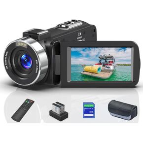 8K 64MP Video Camera 18X Digital Camcorder Video Camera for YouTube 3.0 inch Flip Screen Camcorder Vlogging Camera with 32GB SD Card, 2.4G Remote Control, Two Batteries and External Mic