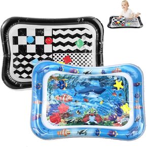 PandaEar 2 Pack Water Play Mat for Babies Floor, Inflatable Water Tummy Time Mat 0 3 6 12 Months, Water Pad Baby Sensory Mat, Baby Tummy Time Water Mat for Girl Boy Kids Infants Newborn