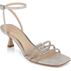 Jewel Badgley Mischka Tesslynn Open Toe Kitten Heels with Ankle Strap