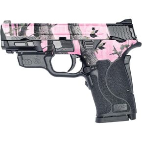 MightySkins Glossy Glitter Skin Compatible with Smith & Wesson M&P 9mm Shield EZ M2.0 - Pink Tree Camo | Protective, Durable High-Gloss Glitter Finish | Easy to Apply | Made in The USA