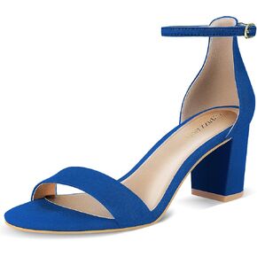 PIZZ ANNU Women's Open Toe Ankle Strap Low Block Chunky Heels Sandals Party Dress Pumps Shoes Strappy Buckle Sandals with 2.6" Tall Thick Heel Design