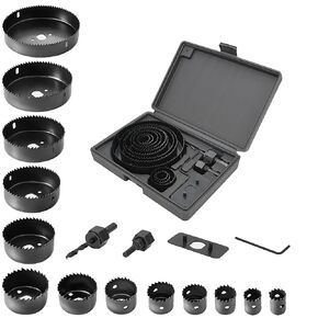 Hole Saw Set Including 3/4" to 5" Hole Saw Blades with Mandrels and Drill Bits, 17Pcs Hole Saw Kit for Soft Wood, Plastic, PVC and Drywall