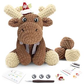 Crochet Kit for Beginners,13in Crochet Animal Kit Elephant,Crochet Starter Kit Gift for Adults Kids with Yarn Sets,Amigurumi Crochet Kits with Step-by-Step Video Tutorials.