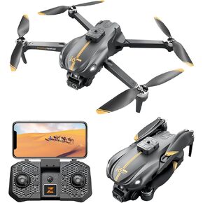 Drone with Camera 1080P HD, FPV Camera Drone for Kids, 150° Adjustable Lens Foldable RC Quadcopter, Brushless Motors, Night Vision, Shock Absorbing, Obstacle Avoidance, One Key Take Off, 3 Batteries (Black)