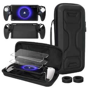 6 in 1 Accessories Bundle Compatible with Playstation Portal, Carrying Case and Hard PC Clear Cover Case with Tempered Glass Screen Protector, Soft Silicone Protective Cover, 2 Pack Screen in Kuwait