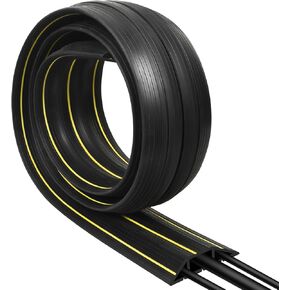 10ft Floor Cable Cover, Extension Cord Cover for Wires on Floor Outdoor Wire Cord Hider Floor Cable Protector Management, 3 Channels Heavy Duty PVC Duct, Black