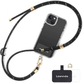 Crossbody Anti Lost Phone Lanyard Silicone Waterproof Phone Strap Adjustable Cell Phone Holder with Phone Tether Tabs for Travel Essentials Dazzling Gold