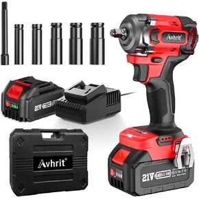 3/8" Impact Wrench Cordless, Brushless Electric Impact Gun Max Torque 330Ft-lbs(450N.m) w/ 4.0Ah Battery, Charger, 5 Sockets, Power Impact Wrenches for Car Home, Tire Repair