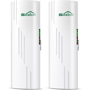 Wireless Bridge,SQECH CPE-S900 Point to Point Wireless Bridge with 100/1000Mbps LAN Ports, 5KM 5.8G WiFi Bridge for PTP/PTMP with 16dBi High Gain Antenna,24V POE Adapter,RJ45 Ethernet Port,2 Pack
