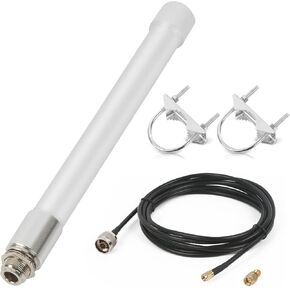 WiFi Antenna Dual Band 2.4GHz 5GHz 5.8GHz 8dBi RP-SMA SMA Male Outdoor Indoor Antenna with 10ft KMR195 Cable for WiFi Router Hotspot Security IP Camera