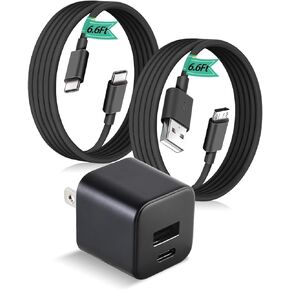 15W Fast Charger for All Kindle Fire Tablets with 6.6Ft USB-C and Micro Cable (Designed for use with All Fire Tablets and All Kindle E-Readers