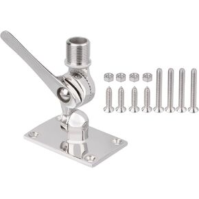 Bingfu VHF Marine GPS Antenna Mounting Kit Stainless Steel Dual Axis Heavy-Duty Adjustable Ratchet Base Fixed Mount Bracket for Boat