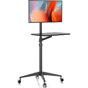 viozon Mobile Desk,Mobile Workstation,Mulitiuse Rolling Laptop Floor Stand,34"-48.6" Height Adjustable,Compatible with 17"-27"Monitor&12"-17"Laptop,21"×14" Desk Board,Maxload 17.6lbs,4 Lockable Wheels